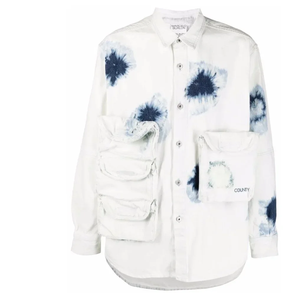 MARCELO BURLON Men's Shibori 4-Pocket Denim Shirt - Picture 2 of 9